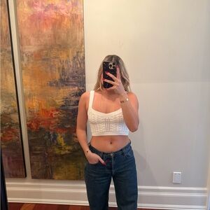 INTERMIX Ivory Knit Crop Top